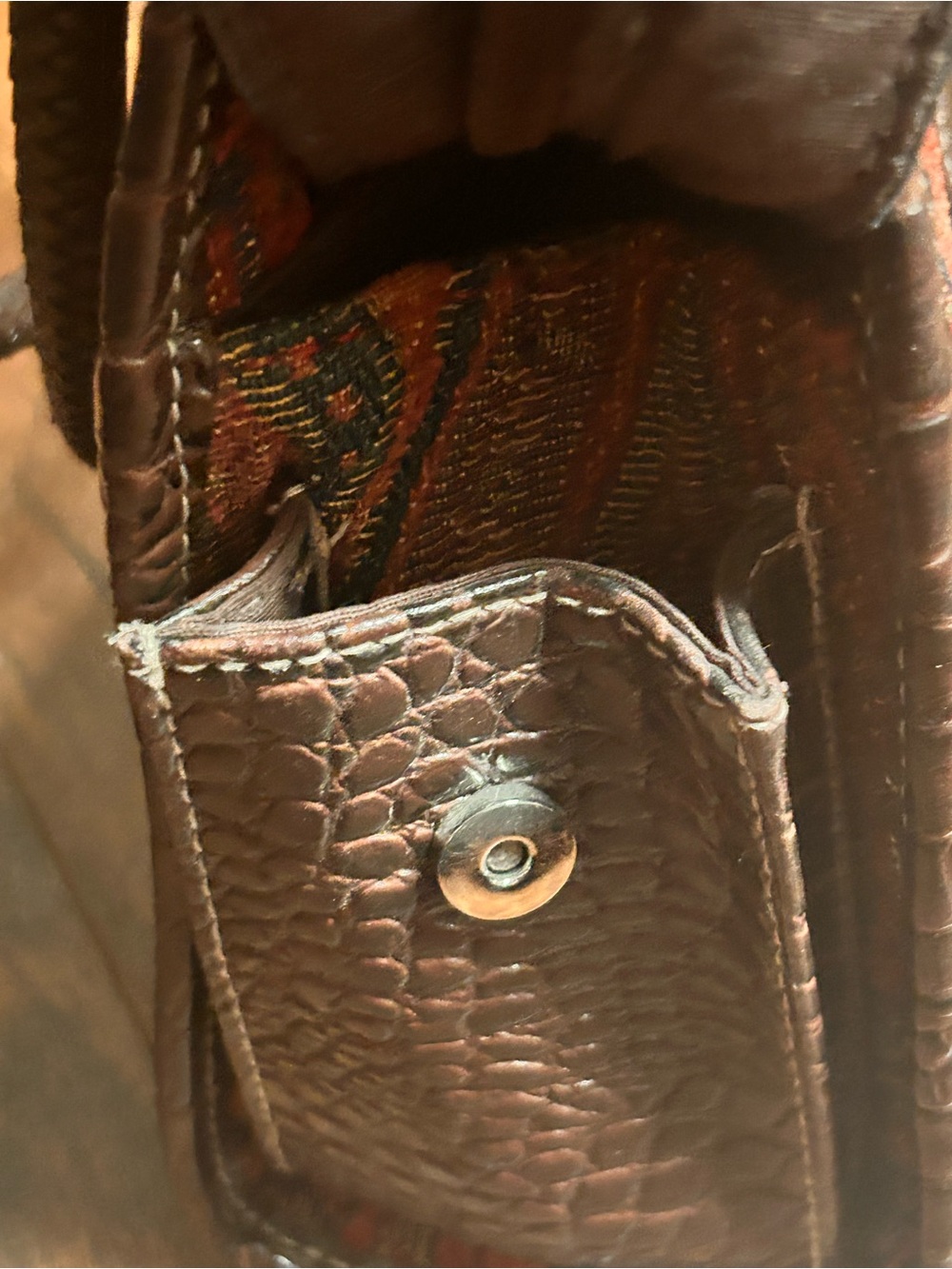 Rosetti Brown Croc-Trim Paisley Shoulder Bag #cowgirl - Picture 4 of 14